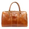 Gregorio 132 olasz konyakbarna bőr utazótáska 45 x 29 x 25 cm