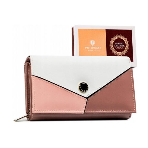 Peterson PTN RD-21-GCL-Y pink trikolor női bőr pénztárca 18.5 x 10 x 3.5 cm