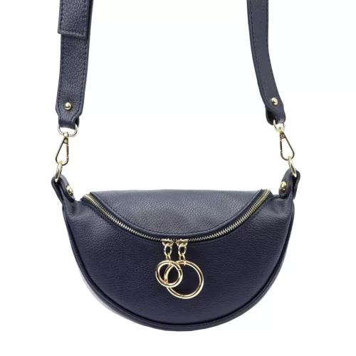 Luka 20-033 navy női bőr válltáska, oldaltáska, crossbody 25 x 16 x 10 cm