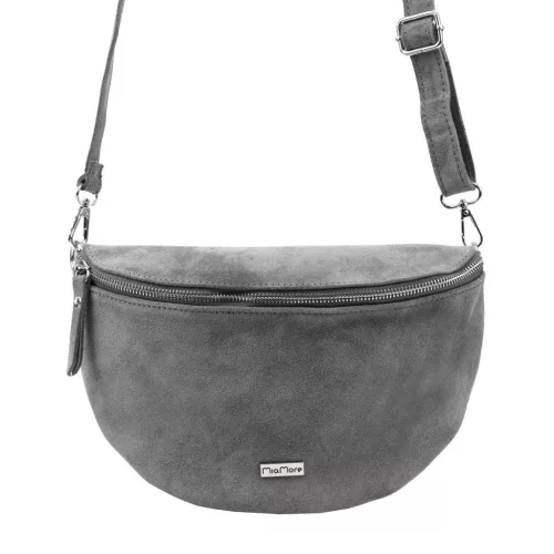 MiaMore 01-029 Z szürke női bőr válltáska, oldaltáska, crossbody 28 x 20 x 7 cm
