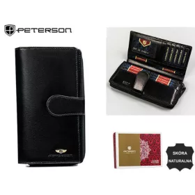   Peterson átkapcsos, kék női bőr pénztárca RFID védelemmel