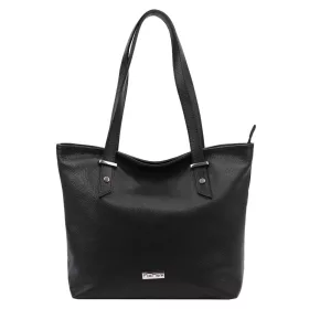   MiaMore 01-058 fekete női bőr válltáska, shopper 40 x 30 x 12 cm