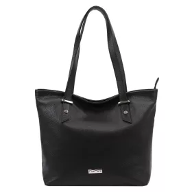   MiaMore 01-058 fekete női bőr válltáska, shopper 40 x 30 x 12 cm
