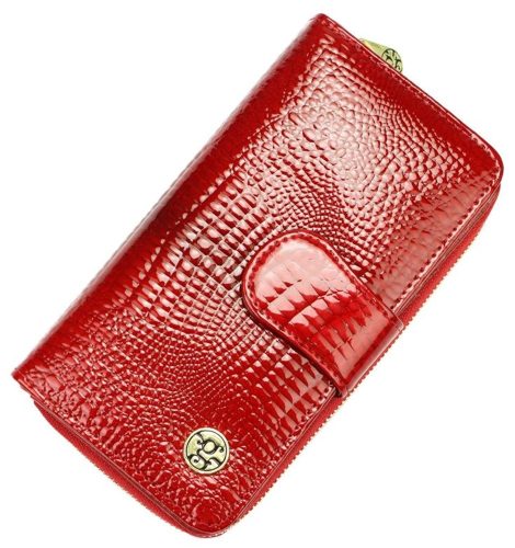 Gregorio croco mintás, piros női pénztárca 17 × 9,5 cm
