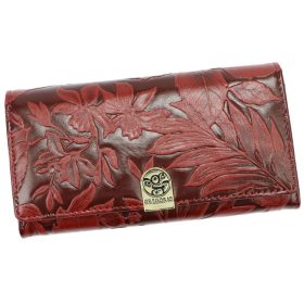   Gregorio HL-102 nagyméretű, mintás bordó női pénztárca 18,5 × 10 cm