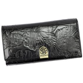   Gregorio HL-102 nagyméretű, mintás fekete női pénztárca 18,5 × 10 cm