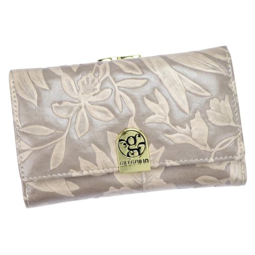 Gregorio HL-108 bézs virágmintás női bőr pénztárca 14.5 x 9 x 3.8 cm