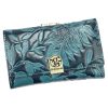 Gregorio HL-108 kék virágmintás női bőr pénztárca 14.5 x 9 x 3.8 cm