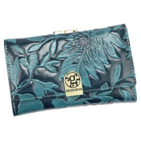   Gregorio HL-108 kék virágmintás női bőr pénztárca 14.5 x 9 x 3.8 cm