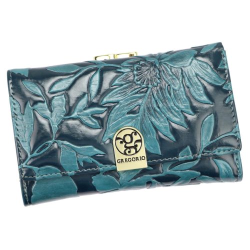 Gregorio HL-108 kék virágmintás női bőr pénztárca 14.5 x 9 x 3.8 cm
