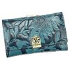 Gregorio HL-108 kék virágmintás női bőr pénztárca 14.5 x 9 x 3.8 cm