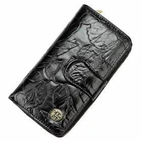   Gregorio HL-116 fekete mintás női bőr pénztárca 9.5 x 17 x 3.8 cm