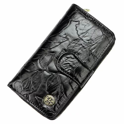 Gregorio HL-116 fekete mintás női bőr pénztárca 9.5 x 17 x 3.8 cm