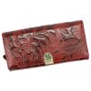Gregorio HL-122 bordó virágmintás női bőr pénztárca 19.5 x 10 x 4 cm 