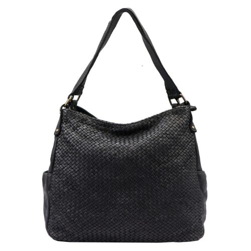 VS 023 fekete női bőr válltáska 36 x 30 x 16 cm