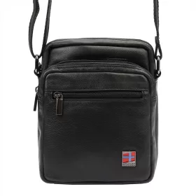   Nordee MSD-02 GM01 NAPPA fekete férfi bőr oldaltáska 18 x 21 x 9 cm