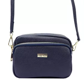   MiaMore 01-062 GOLD navy női bőr válltáska, oldaltáska 18.5 x 13.5 x 7.5 cm