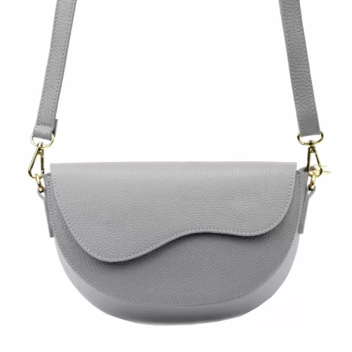 Luka 20-063 szürke női bőr válltáska, oldaltáska, crossbody 26 x 16 x 9 cm