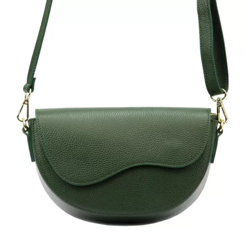 Luka 20-063 zöld női bőr válltáska, oldaltáska, crossbody 26 x 16 x 9 cm