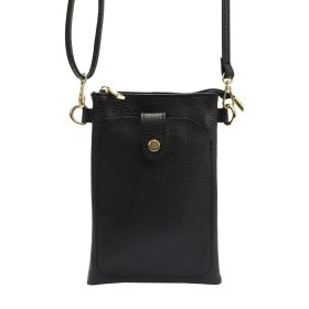   Luka 20-070 fekete női bőr telefontartó, partytáska 14 x 21 x 3.5 cm