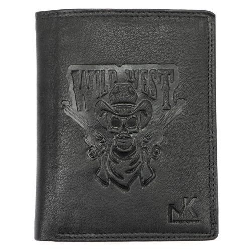 Money Kepper TCC 5601-2 RFID fekete koponya mintás férfi bőr pénztárca 10 x 13 x 3 cm