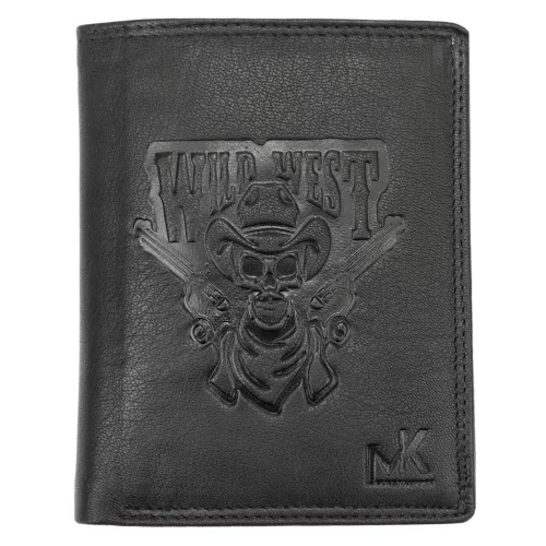 Money Kepper TCC 5601-2 RFID fekete koponya mintás férfi bőr pénztárca 10 x 13 x 3 cm