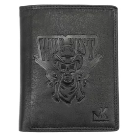   Money Kepper TCC 5601-2 RFID fekete koponya mintás férfi bőr pénztárca 10 x 13 x 3 cm