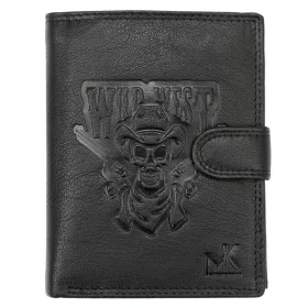   Money Kepper TCC 5601B-2 RFID fekete koponya mintás férfi bőr pénztárca 10.5 x 13 x 3 cm