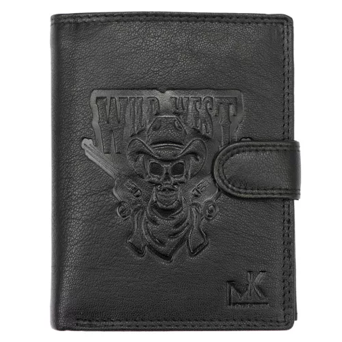 Money Kepper TCC 5601B-2 RFID fekete koponya mintás férfi bőr pénztárca 10.5 x 13 x 3 cm