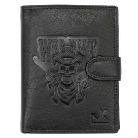   Money Kepper TCC 5601B-2 RFID fekete koponya mintás férfi bőr pénztárca 10.5 x 13 x 3 cm