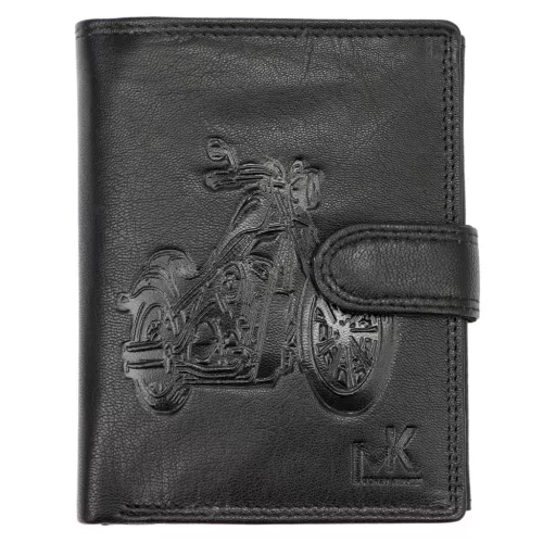 Money Kepper TCC 5601B-4 RFID fekete motor mintás férfi bőr pénztárca 10.5 x 13 x 3 cm