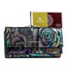 Peterson PTN 421028-MD zöld virág mintás női bőr pénztárca 18,5×10 cm