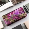 Peterson PTN 421431-MD lila virág mintás női bőr pénztárca 18,5 x 10 cm