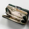 Peterson PTN 425214-MD zöld virág mintás női bőr pénztárca 11 x 15 x 3.5 cm