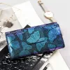 Peterson PTN 42100-ONBF pillangó mintás kék női bőr pénztárca 18,5 x 9,5 cm