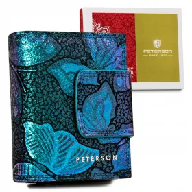   Peterson PTN 42329-ONBF kék mintás női bőr pénztárca RFID 14,5 x 9 cm