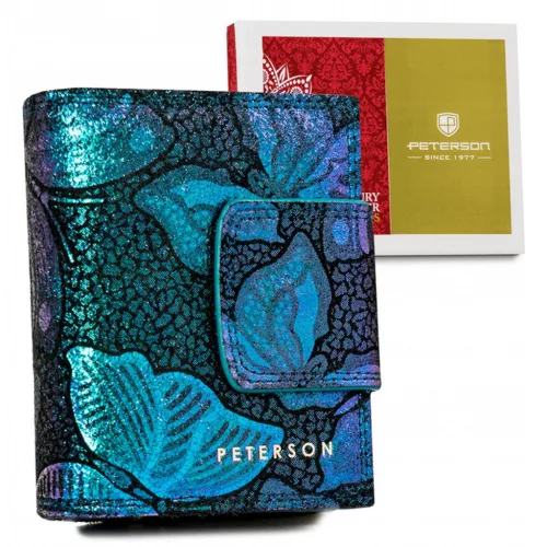Peterson PTN 42329-ONBF kék mintás női bőr pénztárca RFID 14,5 x 9 cm