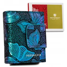   Peterson PTN 42329-ONBF kék mintás női bőr pénztárca RFID 14,5 x 9 cm