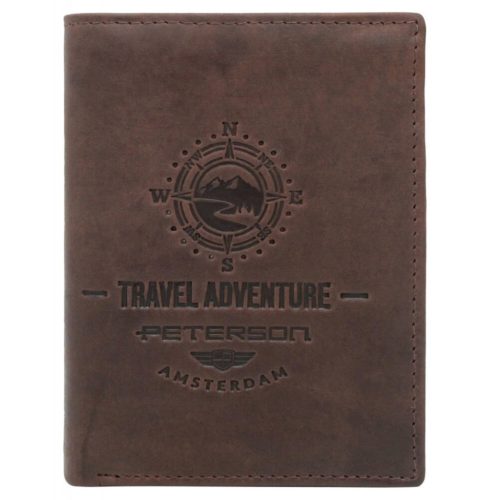 Peterson PTN N4-BE-TRAVEL barna férfi bőr pénztárca 8.5 x 11 x 2.5 cm