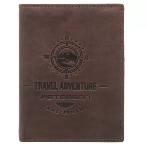 Peterson PTN N4-BE-TRAVEL barna férfi bőr pénztárca 8.5 x 11 x 2.5 cm