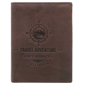   Peterson PTN N4-BE-TRAVEL barna férfi bőr pénztárca 8.5 x 11 x 2.5 cm
