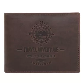   Peterson PTN N992-BE-TRAVEL barna férfi bőr pénztárca 12.8 x 9.5 x 2.8 cm