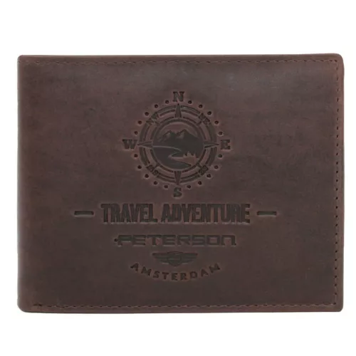 Peterson PTN N992-BE-TRAVEL barna férfi bőr pénztárca 12.8 x 9.5 x 2.8 cm