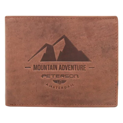 Peterson PTN N992-BE-MOUNTAIN mogyoró férfi bőr pénztárca 12.5 x 9.5 x 3.5 cm