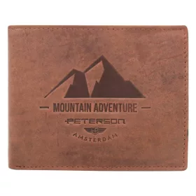   Peterson PTN N992-BE-MOUNTAIN mogyoró férfi bőr pénztárca 12.5 x 9.5 x 3.5 cm