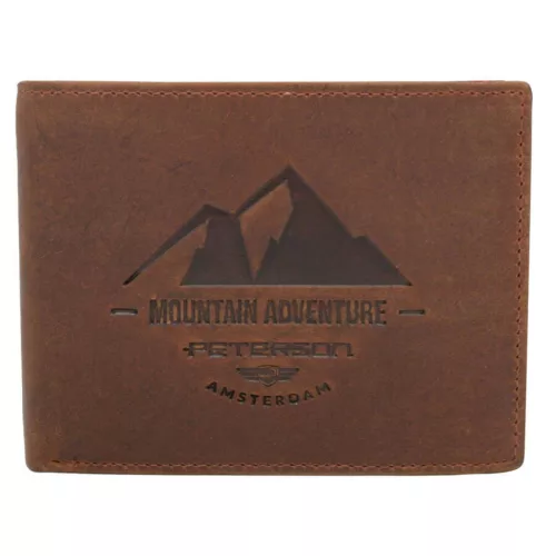 Peterson PTN N992-BE-MOUNTAIN konyak férfi bőr pénztárca 12.5 x 9.5 x 3.5 cm