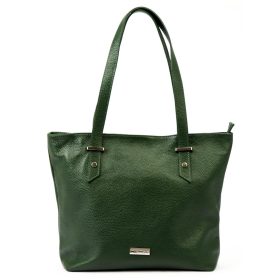   MiaMore 01-058 zöld női bőr válltáska, shopper 40 x 30 x 12 cm