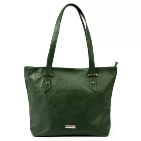   MiaMore 01-058 zöld női bőr válltáska, shopper 40 x 30 x 12 cm