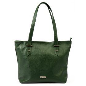   MiaMore 01-058 zöld női bőr válltáska, shopper 40 x 30 x 12 cm