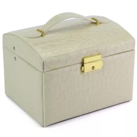   PATRIZIA bézs több fiókos, tükrös ékszerdoboz, utazó boxos 13.5 x 12.5 x 17 cm